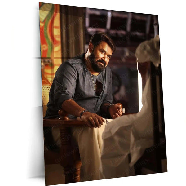 Movies & Series Metal Poster | Mohanlal Stylish Metal Poster | Malayalam Superstar Wall Art | Premium Actor Portrait Frame - TURTLEWINGS 