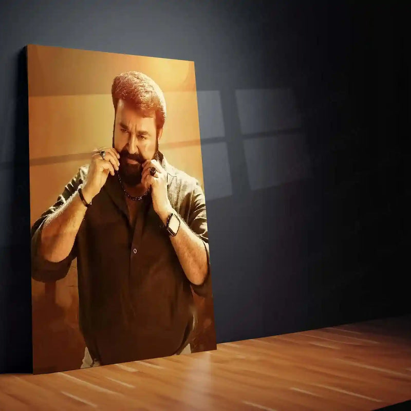 Movies & Series Metal Poster | Mohanlal Stylish Metal Poster | Malayalam Superstar Wall Art | Premium Actor Portrait Frame 01 - TURTLEWINGS 