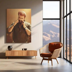 Movies & Series Metal Poster | Mohanlal Stylish Metal Poster | Malayalam Superstar Wall Art | Premium Actor Portrait Frame 01 - TURTLEWINGS 
