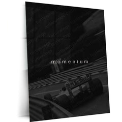 Quote Metal Poster | Momentum Formula Racing Motivational Metal Poster | Speed, Progress & Success Mindset Wall Art | F1