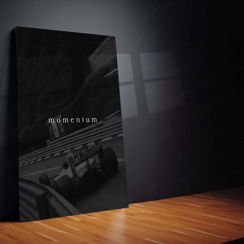 Quote Metal Poster | Momentum Formula Racing Motivational Metal Poster | Speed, Progress & Success Mindset Wall Art | F1