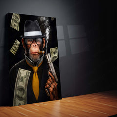 Bitcoin Brothers – Elite Hustler Monkey Metal Poster Set of 3 | Crypto King Wall Art | Luxury Money Décor Frames