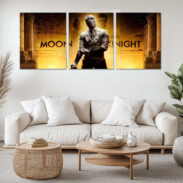 Superhero Metal Poster Set of 3 | Moon Knight | Egyptian Mystery Triptych Wall Art – main product image