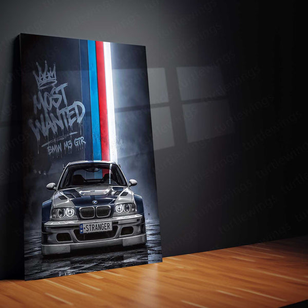 Car Metal Poster | BMW M3 GTR “Most Wanted” Metal Poster | Legendary Sports Car Wall Art | Premium Aluminum Print