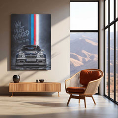 Car Metal Poster | BMW M3 GTR “Most Wanted” Metal Poster | Legendary Sports Car Wall Art | Premium Aluminum Print