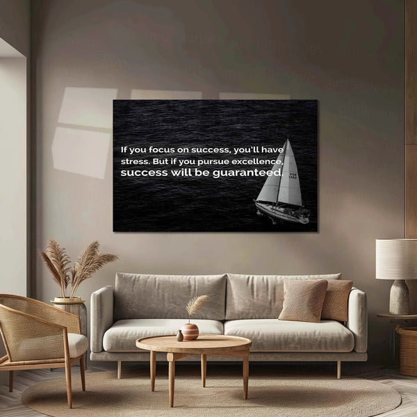 Quote Metal Poster | Pursue Excellence, Not Success” – Motivational Metal Poster | Inspirational Wall Art