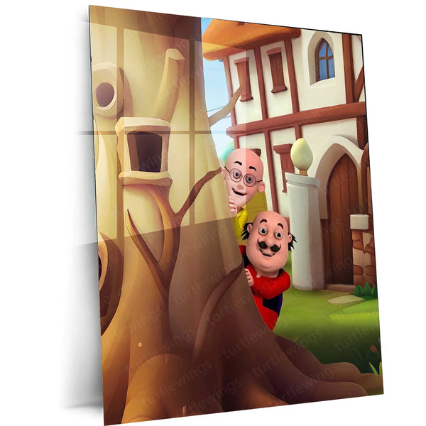 Anime Metal Poster | Motlu Patlu Metal Poster | Fun Cartoon Wall Art | Kids Room Decor - TURTLEWINGS 