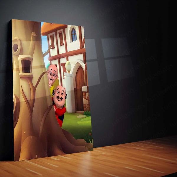 Anime Metal Poster | Motlu Patlu Metal Poster | Fun Cartoon Wall Art | Kids Room Decor - TURTLEWINGS 
