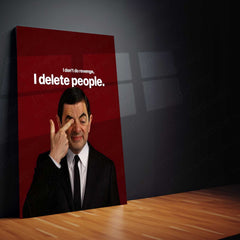 Quote Metal Poster | Delete People – Savage Humor Metal Poster Comedy Meme Wall Art | Attitude Quote Metal Frame