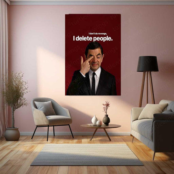 Quote Metal Poster | Delete People – Savage Humor Metal Poster Comedy Meme Wall Art | Attitude Quote Metal Frame