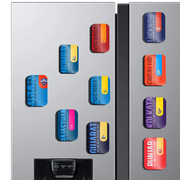 Fridge Magnets |IPL Team Fridge Magnets – Official Cricket Team Logo Collectibles Set of 10( 60 x 80 mm) - TURTLEWINGS 