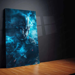 Captain America – Blue Smoke Effects with Cosmic Background Metal Poster by Mundex - TURTLEWINGS 