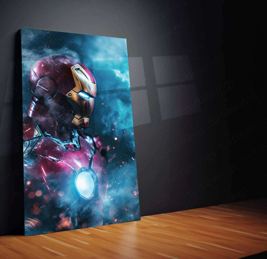 Iron Man – Close-Up with Saber Blue Smoke Effects and Cosmic Background by Mundex - TURTLEWINGS 