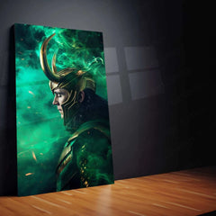 Loki Close-Up with Green Smoke Effects and Cosmic Background - TURTLEWINGS 