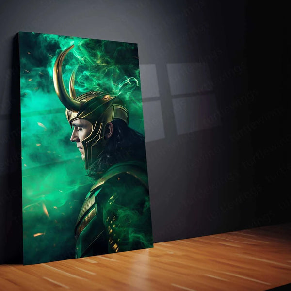 Loki Close-Up with Green Smoke Effects and Cosmic Background - TURTLEWINGS 