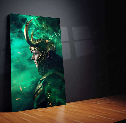 Loki Close-Up with Green Smoke Effects and Cosmic Background - TURTLEWINGS 
