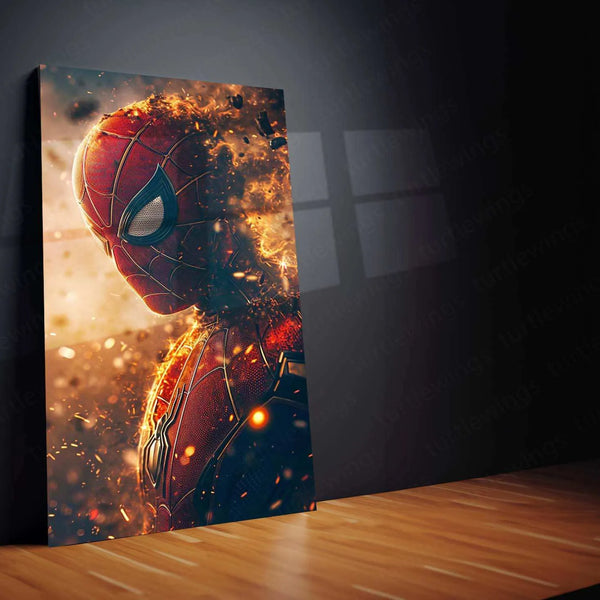 Spider-Man with Gold-Red Smoke Effects - Digital Artwork Print - TURTLEWINGS 