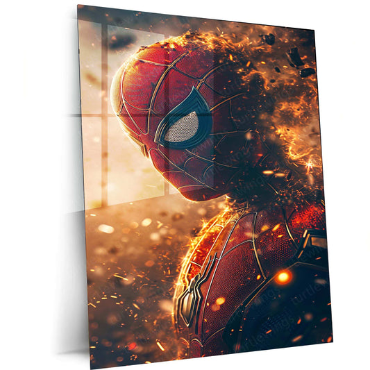 Spider-Man with Gold-Red Smoke Effects - Digital Artwork Print - TURTLEWINGS 