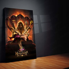 Lord Narasimha | Ugra Narasimha Metal Poster | Hindu Divine Wall Frame for Home 01