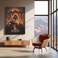 Lord Narasimha | Ugra Narasimha Metal Poster | Hindu Divine Wall Frame for Home 01