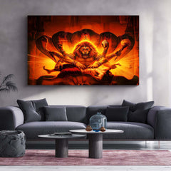 Lord Narasimha | Ugra Narasimha Metal Poster | Hindu Divine Wall Frame for Home 04