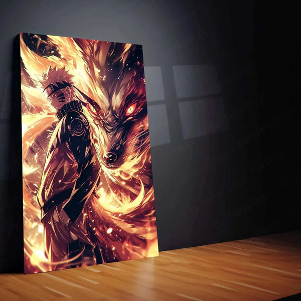 Naruto x Kurama Metal Poster – Legendary Tailed Beast & Ninja Duo | Naruto Anime Wall Art - TURTLEWINGS 