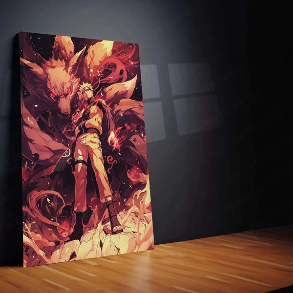 Naruto x Kurama Metal Poster – Legendary Tailed Beast & Ninja Duo | Naruto Anime Wall Art 2 - TURTLEWINGS 