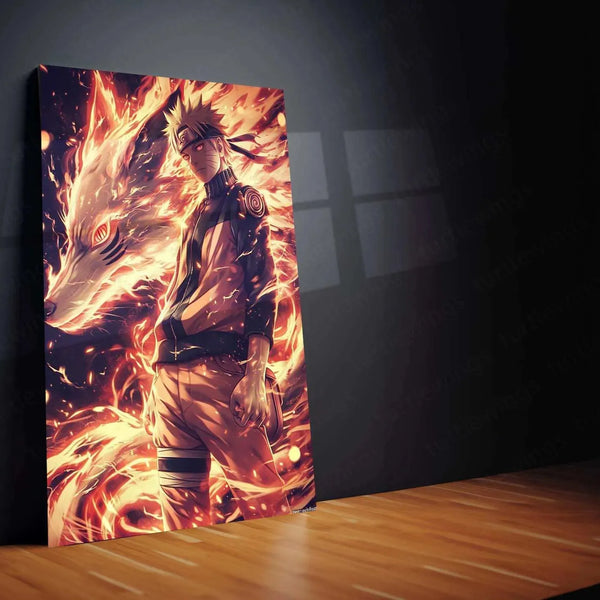 Naruto x Kurama Metal Poster – Legendary Tailed Beast & Ninja Duo | Naruto Anime Wall Art 3 - TURTLEWINGS 