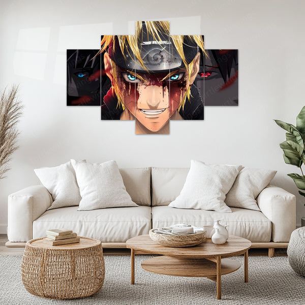Naruto Metal Poster Set of 5 – Split Wall Art | Hokage Legacy Edition | Epic Anime Metal Frame Collection 01