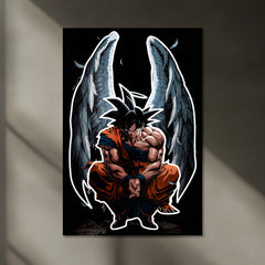 Angel Goku Neon LED Frame | Dragon Ball Anime Wall Art | White Aura Divine Warrior Design