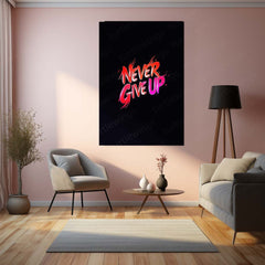 Never Give Up Metal Frame – Motivational Quote Wall Art | Inspirational Poster for Hustlers, Dreamers & Achievers - TURTLEWINGS 