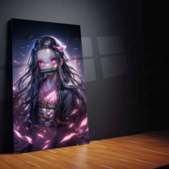 Nezuko Kamado Metal Poster – Demon Slayer’s Fiery Protector | Stunning Nezuko Anime Wall Art - TURTLEWINGS 