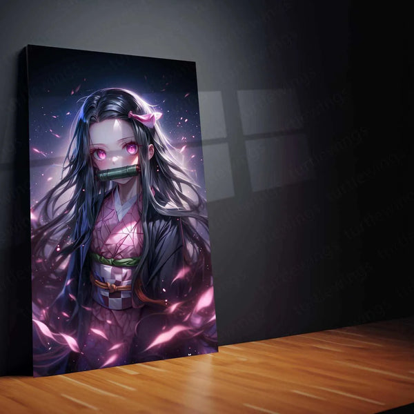 Nezuko Kamado Metal Poster – Demon Slayer’s Fiery Protector | Stunning Nezuko Anime Wall Art - TURTLEWINGS 
