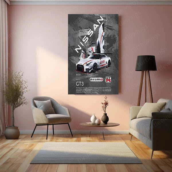 Nissan GT3 Metal Poster | Supercar Wall Art | Racing Car Portrait - TURTLEWINGS 