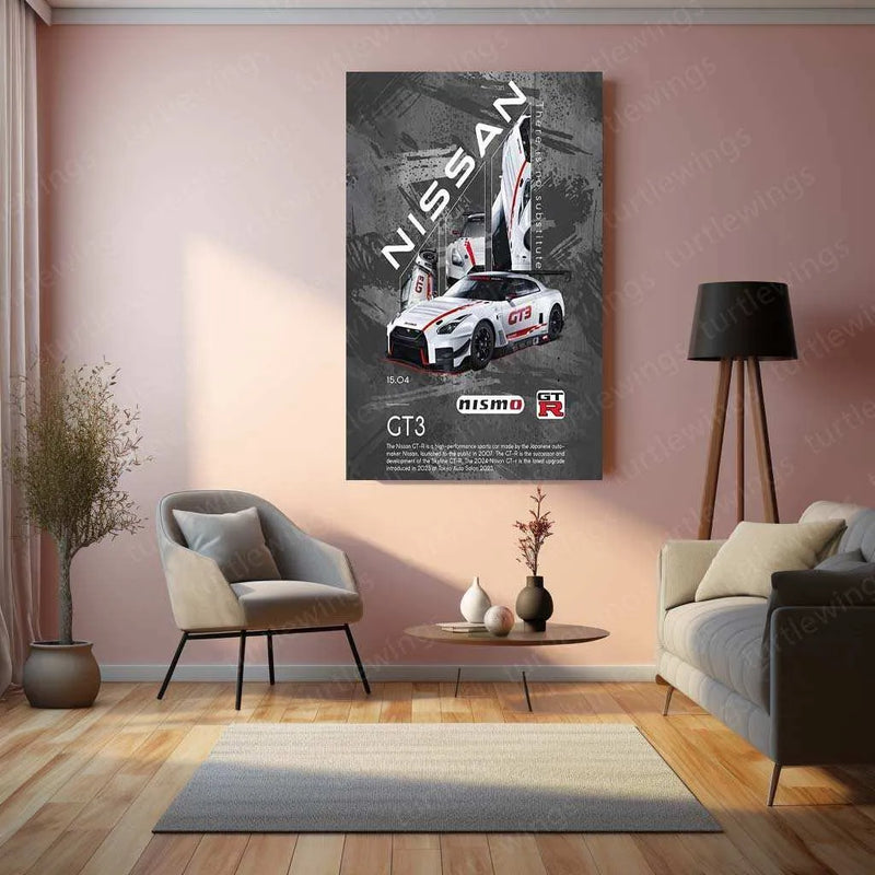 Nissan GT3 Metal Poster | Supercar Wall Art | Racing Car Portrait - TURTLEWINGS 