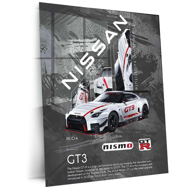 Nissan GT3 Metal Poster | Supercar Wall Art | Racing Car Portrait - TURTLEWINGS 