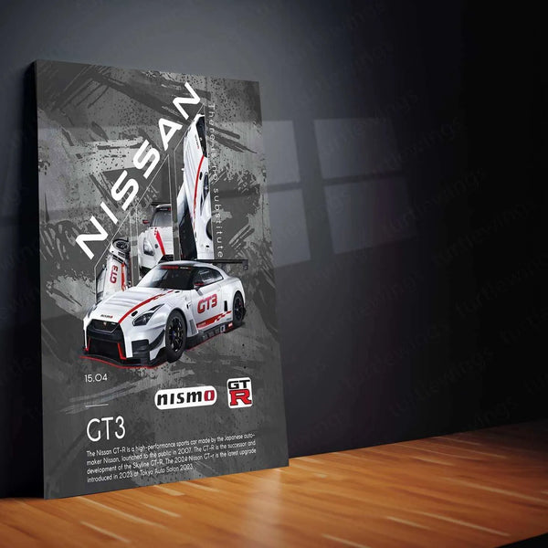 Nissan GT3 Metal Poster | Supercar Wall Art | Racing Car Portrait - TURTLEWINGS 