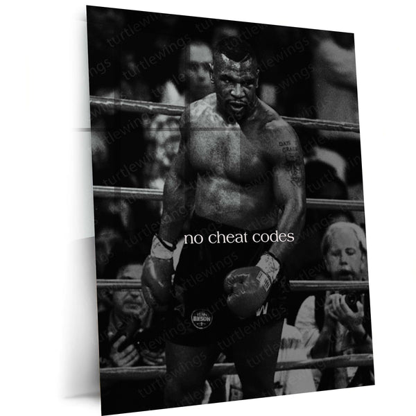 Quote Metal Poster | No Cheat Codes Boxing Motivational Metal Poster | Hard Work, Discipline & Fighter Mindset Wall Art