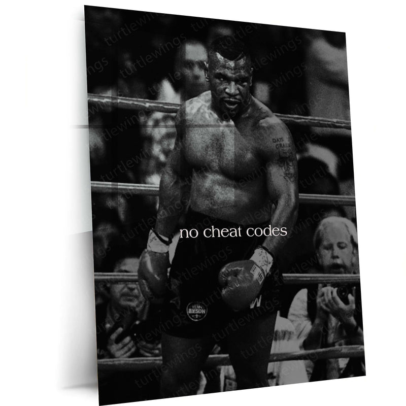 Quote Metal Poster | No Cheat Codes Boxing Motivational Metal Poster | Hard Work, Discipline & Fighter Mindset Wall Art