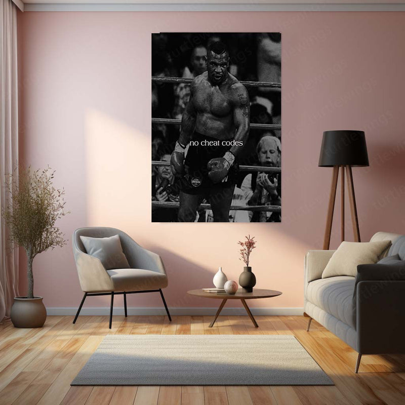 Quote Metal Poster | No Cheat Codes Boxing Motivational Metal Poster | Hard Work, Discipline & Fighter Mindset Wall Art