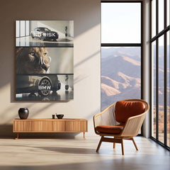 Quote Metal Poster | No Risk, No BMW Metal Frame Luxury Ambition Wall Art | Elite Hustle & High-Reward Mindset Quote Metal Poster