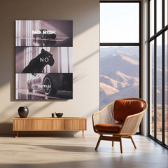 Quote Metal Poster | No Risk, No BMW Metal Frame Luxury Ambition Wall Art | Elite Hustle & High-Reward Mindset Quote Metal Poster 01