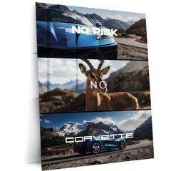 Quote Metal Poster | No Risk, No Corvette Metal Frame American Muscle Ambition Wall Art | Power, Freedom & High-Stakes Mindset Quote Metal Poster