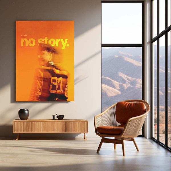Quote Metal Poster | Oscar Piastri – No Risk, No Story Metal Frame Modern F1 Courage Wall Art | Fearless Decisions & Future Champion Mindset Quote Metal Poster