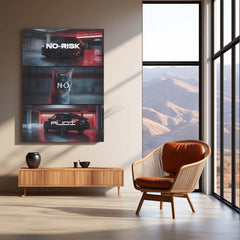 Quote Metal Poster | No Risk, No Audi Metal Frame Precision Performance & German Engineering Mindset Wall Art | Bold Decisions Luxury Car Quote Metal Poster