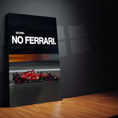 Quote Metal Poster | No Risk, No Ferrari Metal Frame Italian Performance Ambition Wall Art | Speed, Prestige & Elite Mindset Quote Metal Poster 01