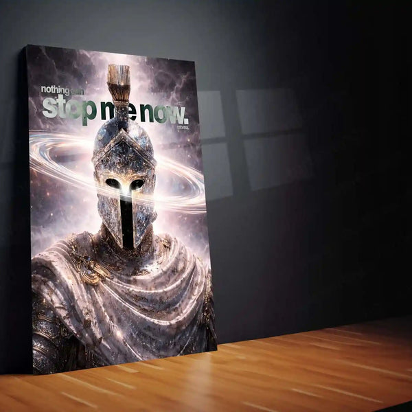 Quote Metal Poster | “Nothing Can Stop Me Now” Warrior Quote Metal Frame Wall Art | Spartan Helmet Motivation Poster | Premium Gym & Office Decor - TURTLEWINGS 