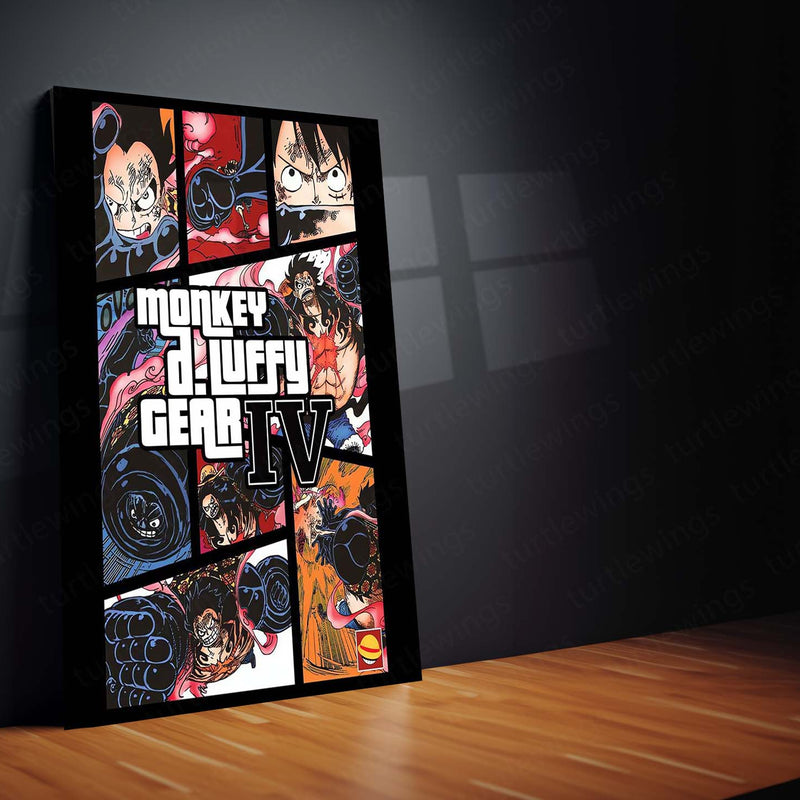 Monkey D. Luffy Gear 4 – One Piece Anime Metal Frame | Boundman Form Poster | Epic Anime Wall Art for Fans