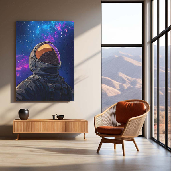 Outer Space Astronaut Metal Frame | Cosmic Sci-Fi Wall Art - TURTLEWINGS 