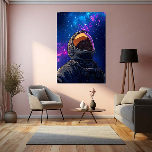 Outer Space Astronaut Metal Frame | Cosmic Sci-Fi Wall Art - TURTLEWINGS 